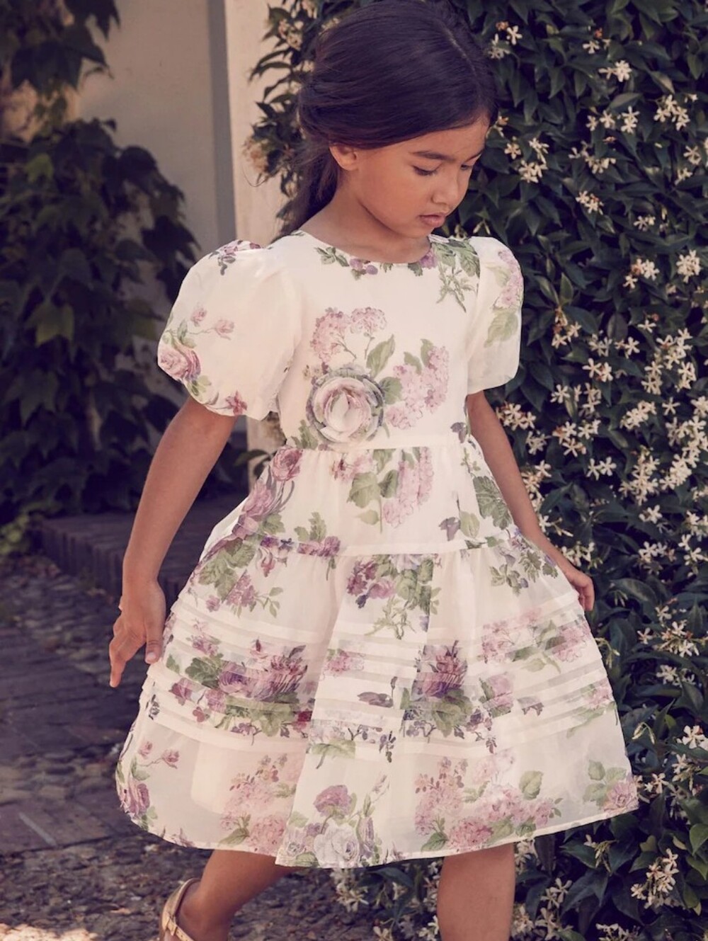 NWOT Laura Ashley Blush Pimk Rosemore Girls Organza Pintuck Party Dress